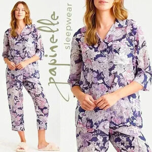 NWT Papinelle Ella Luxe Full Length Cropped PJ Set